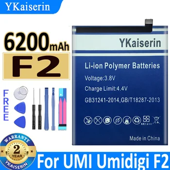 6200mAh YKaiserin Baterija UMI Umidigi F2 Telefonas Aukštos Kokybės Pakaitinis Atsarginės Bateria