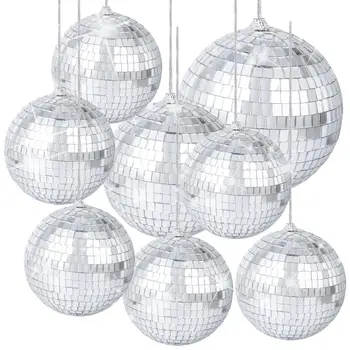 8 Vienetų Veidrodis Disco Balls Sidabro Kabinti Disco Light Mirror Ball