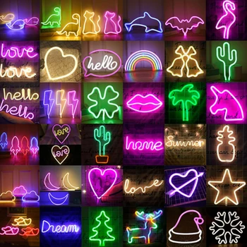 99 Stilius Didmeninė LED Neon Naktį Šviesos Pasirašyti Sienos Meno Pasirašyti Naktį Lempos Kalėdos Gimtadienio Dovana Vestuves Sienos Kabo Neoninės Lempos