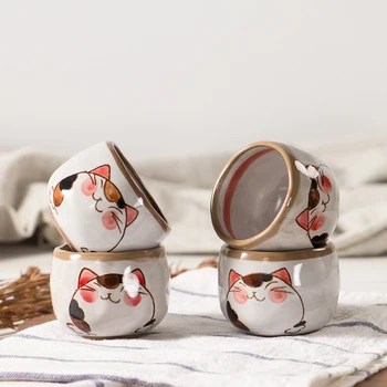 ANTOWALL Japonų Stiliaus Rankomis dažyti Kačių Sukurta Teacup Porceliano Kavos Puodelio Namų Tiesiai Taurės Keramikos Vandens Vyno Taurės