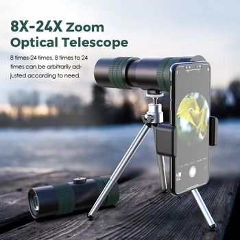 APEXEL 8-24x30 Zoom Monokuliariniai Teleskopas su telefono laikikliu Ilgo Nuotolio Galingas, Sulankstomas Artinimo Kompaktiškas Medžioklės Kempingas, Žygiai