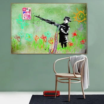 Abstrakti Banksy Pieštuku Berniukas Gatvės Menas, Grafiti, Drobė, Tapyba, Plakatas Spausdinimo Sienos Menas Nuotraukas Kambarį Namų Dekoro