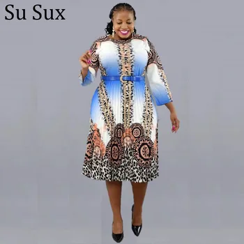 Afrikos Suknelės Moterims 2022 Naujas Plus Size Plisuotos O Kaklo Maxi Suknelė Afrikos Drabužių, Apsiaustą Africaine Femme Vestidos Skraiste, 2XL-6X