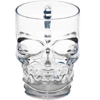 Aišku, Sunkiųjų Bazinių Stiklo Kaukolė Veido Geriamas Puodelis puodelis su Stiklo Rankenos, 18 Unciją (500ml)1 Alaus, Sulčių, Vandens, Geriamojo Stiklo(00280)