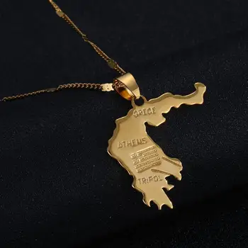 Aukso Spalvos Graikija Žemėlapyje Pakabukas Karoliai Atėnų Šalies Žemėlapį Atėnų Simbolis Tėvynės Bižuterijos