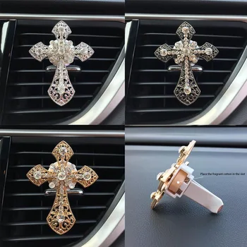 Automobilių Ornamentu Kristalų Kryžiaus Jėzus Oro Gaiviklis Diamond Automobilių Vidaus Apdaila, Versmės Kvepalai Įrašą Difuzorius