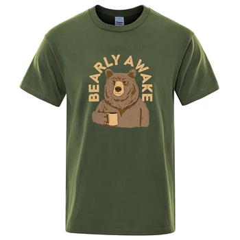 Aš Tikrai Noriu Miego Bearly Miega Vyrų T-Shirt Mados Negabaritinių Viršūnės Vasarą Paprastumo Tee Drabužių Harajuku 100% Šukuotinės Medvilnės