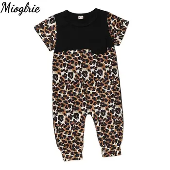 Baby Girl Rompers Leopardas Spausdinti Trumpas Rankovės Jumpsuit 0-12M Kūdikių Drabužiai Vasaros Bamblys Mergina Drabužiai, vaikiški Drabužiai Mergaitėms