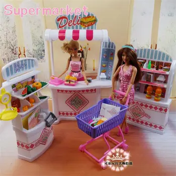 Barbie Doll Baldų Priedai Plastikinių Žaislų prekybos centras Prekybos Centro Kasos Skaitiklis, Tiesioginis Sunkvežimis Žaisti Namus, Dovanų Mergaitė 