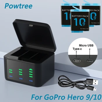 Baterija Skirta GoPro Hero 9/10 Li-ion 3.85 V 2000mAh Smart Apmokestinimo Atveju Įkrovimo Veiksmų Sporto Fotoaparato Bateriją ChargerAccessorie