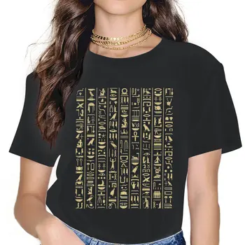 Black & Gold Hieroglifų Saldus Mergaičių, Moterų Marškinėliai Magija Egipto Senovės Egipto Kultūra 5XL Blusas Harajuku Atsitiktinis Viršūnės