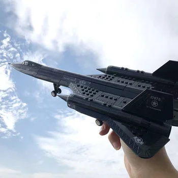 Blokai Karinis Ginklas Plytų SR-71 Blackbird Žvalgybinis lėktuvas Modelio Vaikų Žaislai Statybos Blokuoti Dovana