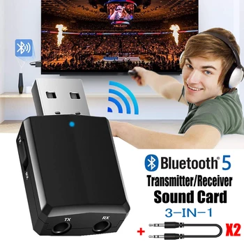 Bluetooth 5.0 Siųstuvas, Imtuvo 3 in 1 EDR Garso Belaidžio ryšio Adapteris Dongle Mini 3.5 mm AUX TV PC Automobilių Ausinės Stereo HIFI