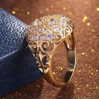 CAOSHI Prabangos Aukso Spalvos Šalis Papuošalai Aukštos Kokybės Vestuviniai Žiedai Moterims Micro Asfaltuotas Turas Kubinis Cirkonis Priedai