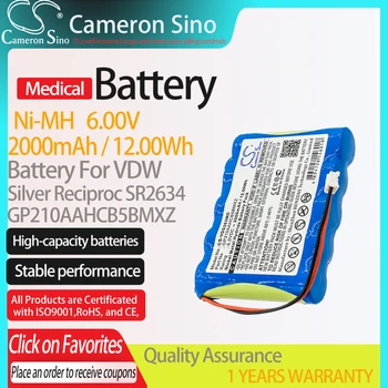 CameronSino Baterija VDW Sidabro Reciproc V0411630000000 tinka VDW GP210AAHCB5BMXZ Medicinos Pakaitinis akumuliatorius 2000mAh/12.00 Wh
