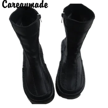 Careaymade-Naujas trumpas batai, viršutinis sluoksnis odos moterims, batai, oda, medvilnė storio pado batai blynai korėjos rudens Mados batai