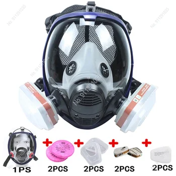 Cheminis Kaukė 6800 Dujų Kaukė apsauga nuo dulkių Respiratorius Dažų, Pesticidų Purškimo Silikono Visą Veidą Filtrai Laboratorija, Suvirinimo
