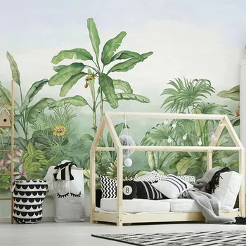 Custom Sienų Tapetai, 3D Rankomis Dažyti Augalų Bananų Medis Tropinių Miškų Augalų Freska Gyvenimo Kambario, Miegamasis Namų Dekoro Tapety