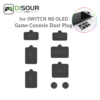 DISOUR 8pcs Žaidimų Konsolės Dulkių Kištukas NS OLED USB AC LAN Sąsaja Silikono Antidust Dangtelis, skirtas 