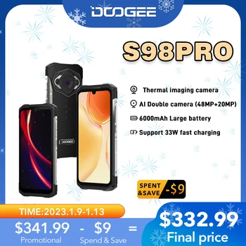 DOOGEE S98 Pro Tvirtas Telefonas Terminio Vaizdo Kamera Telefoną 20MP Naktinio Matymo mobiliųjų Telefonų Gel G96 8+256 GB 6.3