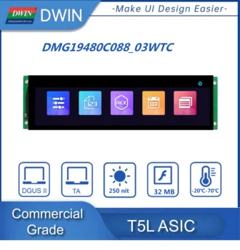 DWIN 8.8 Colių Serial Port LCD Modulis 1920*480 T5L2 DGUS II Sistema 16.7 M Spalvomis IPS TFT LCD Ekranas HMI Sąsaja TTL/COMS