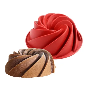 Didelės Spiralės Formos Maisto kokybės Silikono Bundt Cake Pelėsių Pan 3d Rievėtą Tortas Liejimo Formos Duona, Duonos Kepimo Įrankių Bakeware