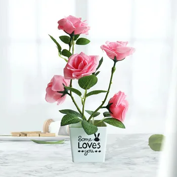 Dirbtinių Gėlių Vazoninių Darbalaukio Padirbtų Augalų Bonsai Plastiko Netikrą Gėlių Vazoninių Augalų Sode Deocr Žydėti Rožė