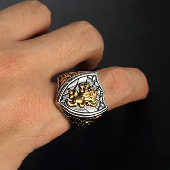 Europos ir Amerikos senovinių, nerūdijančio plieno, liūto totemas žiedas iš titano plieno vyrų žiedas papuošalai