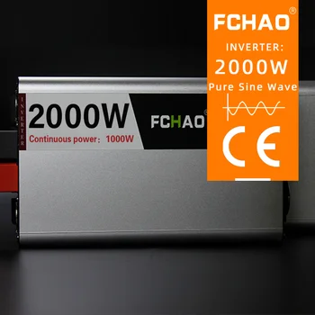 FCHAO 2000W DC 12V 24V AC 110V, 220V Nešiojamų Car Power Inverter Pure Sine Wave Saulės Keitiklio LED Ekranas, ES ir JAV 