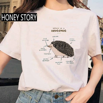 FIXSYS Anatomija, Gyvūnų Ežys Grafinis Atspausdintas marškinėliai Vasarą Naujas Mados Moterų trumpomis Rankovėmis Tshirts Unisex Atsitiktinis marškinėliai