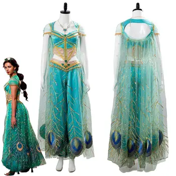 Filmo Princesė Aladdin vaidmuo žaisti Molina, OMI Scott Žalia ir mėlyna suknelė suaugusių moterų Halloween Carnival nemokamas pristatymas skaldytų kodas
