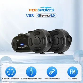 Fodsports V6S Domofonas Motociklų laisvų Rankų įranga, 6 Rider FM, Bluetooth 5.0 Šalmo vidaus Ryšio Intercomunicador Moto Universalus Porą
