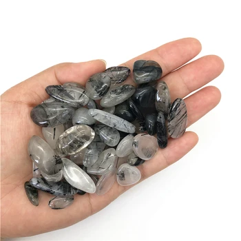 Gražus 50g 12-15mm Gamtos Juodi Plaukai Kvarcas Rutilated Crystal Rock Chip Gydymo Reiki Žvyras, Akmenys Natūralus Kvarco Kristalai