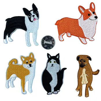 Gyvūnų šunų serijos Shiba Pleistrai Mielas Mažai Piemenų šunys Kinijos Siuvinėjimo Appliques Ženkliukai Vaikams, Lipdukai Nemokamas Pristatymas