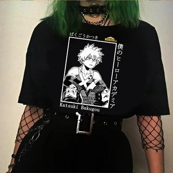 Harajuku Marškinėliai Anime Mano Boku No Herojus akademinės bendruomenės Katsuki Bakugou O-kaklo marškinėliai Atsitiktinis Juokingi Marškinėliai