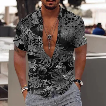 Havajų Marškinėliai Vyras 2022 Medvilnės Šalies Paplūdimio Vyrų Marškinėliai Atsitiktinis Mados trumpomis Rankovėmis, Viršuje Laisvi Ir Kvėpuojantis Atvartas vyriški Marškiniai