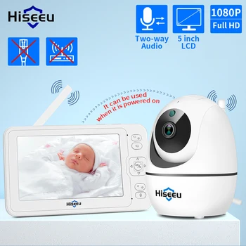 Hiseeu 5.0 colių Kūdikio stebėjimo 1080P, 2-Way Audio Belaidžio ryšio Fotoaparatą Kūdikio verksmą Signalizacijos Vaizdo Stebėjimo Kameros Palaikymo Peržiūros