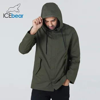 ICEbear 2021 Vyrų trumpas švarkelis pavasario stilingas tranšėjos paltai su gaubtu, aukštos kokybės vyriški prekės ženklo drabužių MWF20701D
