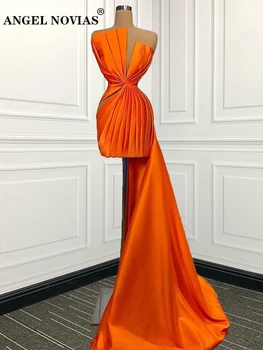 Ilgai Stebėjimo Orange Moteris Vakarinę Suknelę 2022 Promenadzie Suknelė Vestido De Fiesta De Gala