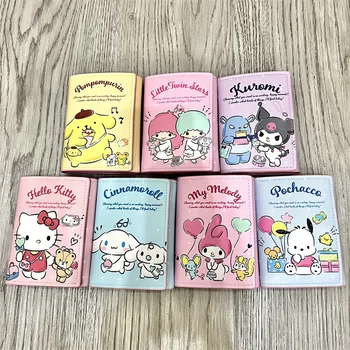 KAWAII Sanriod Anime serija Sveiki Kittyd PomPomPurin Mano Melodija Kuromi trumpą formą piniginės Kelis kortelių lizdai Animacinių filmų pinigų klipas
