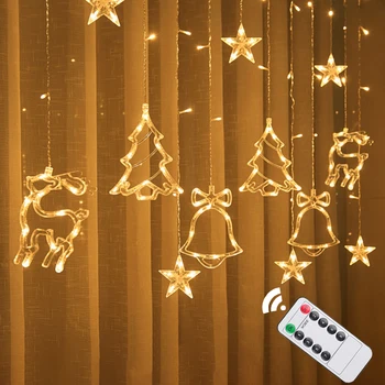 Kalėdų Šviesos LED Užuolaidų String Žibintai Pasakų Girliandą Lempos, Už Namo Lango, Miegamajame Vestuvių 2022 Naujųjų Metų Festivalis Apdaila