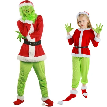 Kalėdų Žalios Monstras Grench Cosplay Kostiumų Suaugusiems, Vaikams, Šalis Anime Drabužius, Naujųjų Metų Juokingas Kaukė, Pirštinės Naujųjų Metų Kalėdų Kostiumas