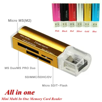 Karšto Visus į vieną USB 2.0 Multi Atminties Kortelių Skaitytuvą Mikro SD/TF M2 MMC SDHC, MS Atminties Stick Karšto visame Pasaulyje