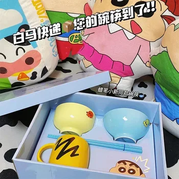 Kawaii Crayon Shin-Chan Plushie Animacinių filmų Mielas Lėlės, Stalo reikmenys Dovanų Dėžutėje Keramikos Dubuo, Puodelis Anime Pliušiniai Žaislai Mergina Gimtadienio Dovana