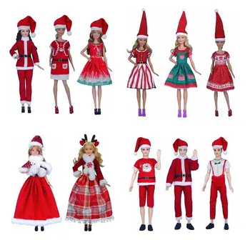 Kawaii Mados 7 Elementai/ Daug Lėlės Priedai Vaikams, Žaislai Nemokamas Pristatymas Kalėdų Suknelė Dėvėti Aprangą, Drabužius Barbie Ken 