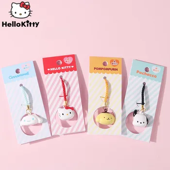 Kawaii Sanrio Hello Kitty Vandens Garsą Bell Pochacco Cinnamoroll Keramikos Keychain Mergina Širdies Mobiliojo Telefono Pakabukas Kuprinė