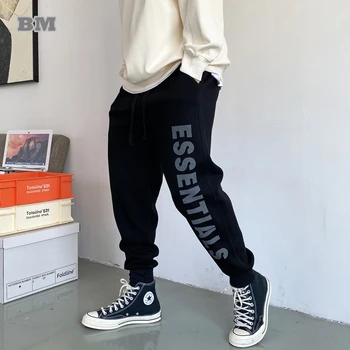 Korėjos Mados Hip-Hop Streetwear Negabaritinių Sweatpants Vyrų Drabužiai Laiškas Spausdinti Bėgiojimo Kelnės Harajuku Poilsiu Sportinės Kelnės