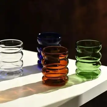 Kūrybos Stiklo Taurės Karščiui atsparus Masažuoklis Drinkware Arbata, Sultys, Pienas, Kava, Puodelis Namų Virtuvėje Vandens Akinius Ripple Puodelis