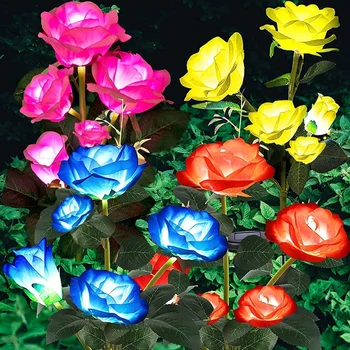 LED Saulės Modeliavimas Rožių Gėlių, Šviesos, Lauko Vandeniui Garden Villa Tvora, Veja Lempa Namų dekoro Kraštovaizdžio Gėlių Šviesos