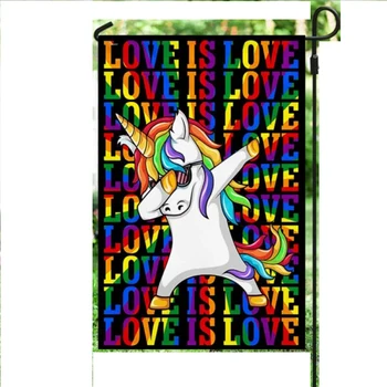 LGBT Meilė Yra Meilė Vienaragis Vėliavos Poliesteris Reklama Patalpose Ar Lauke Festivalio Puošmena Bet kokio Dydžio Tinkinti